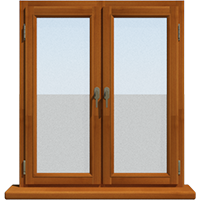 Двухстворчатое деревянное окно из лиственницы Модель 085 Светлый дуб